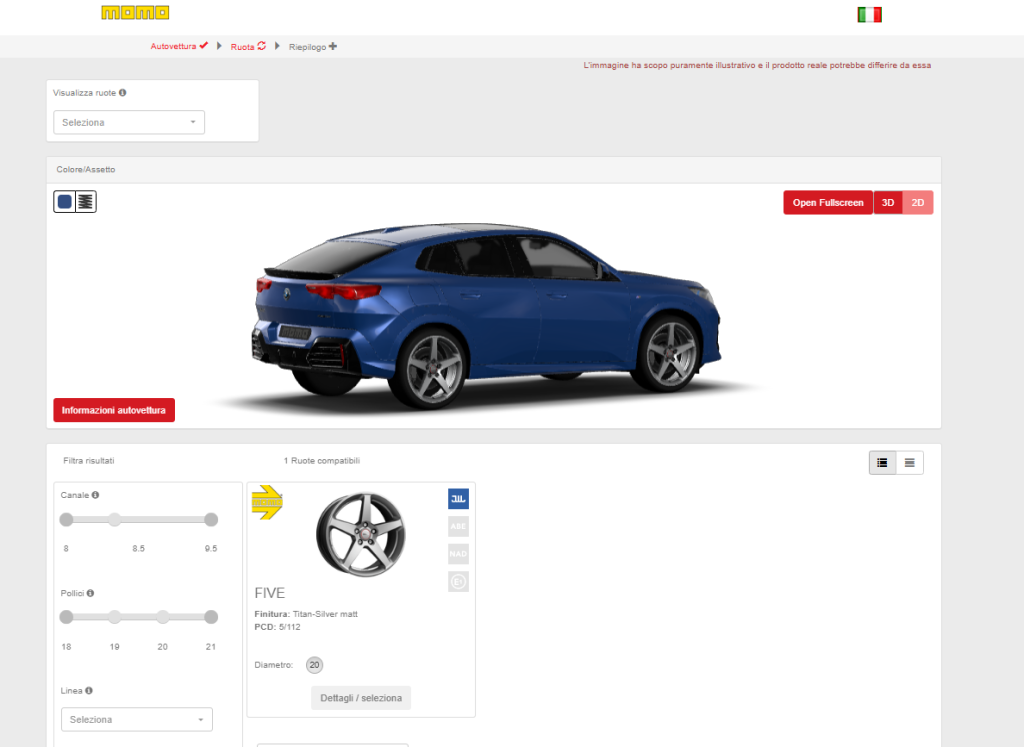 MOMO nuovo configuratore ruote cerchi